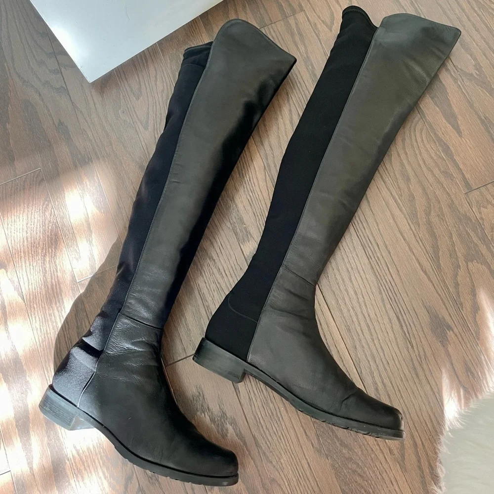 STUART WEITZMAN 5050 NAPPA LEATHER BACK STRETCH OTK BOOTS SIZE 11